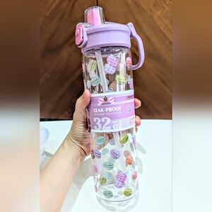 NWT Manna Tall 32 oz Glass Tumbler Purple Pastel Macarons Coquette